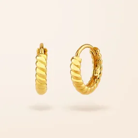 10K Gold Mini Twist Huggie Earrings