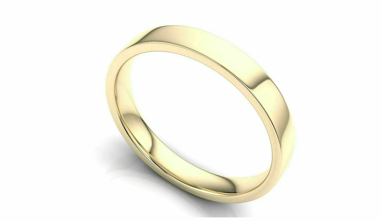 14k Solid Gold 4mm Comfort Fit Wedding Flat Band in 14k Yellow Gold All sizes 