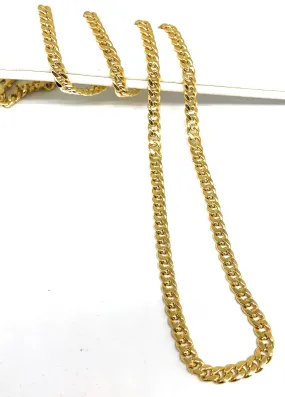 14k Solid Gold Yellow MIAMI Cuban Link Chain 20-24 inches 4.5mm Width (10-13g) (Semi-Hollow Style)