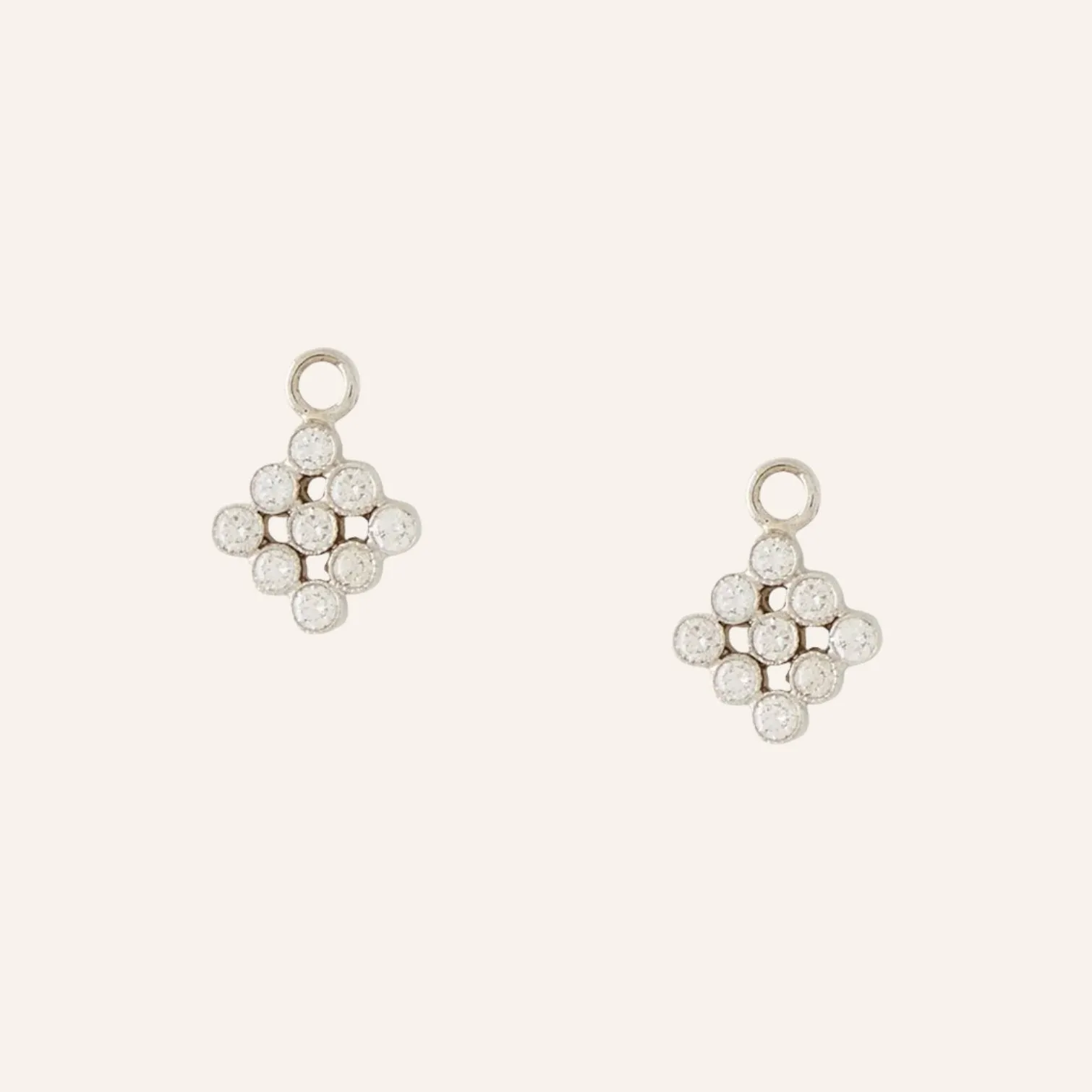 14K White Gold Mini Marquee Diamond Earring Drops