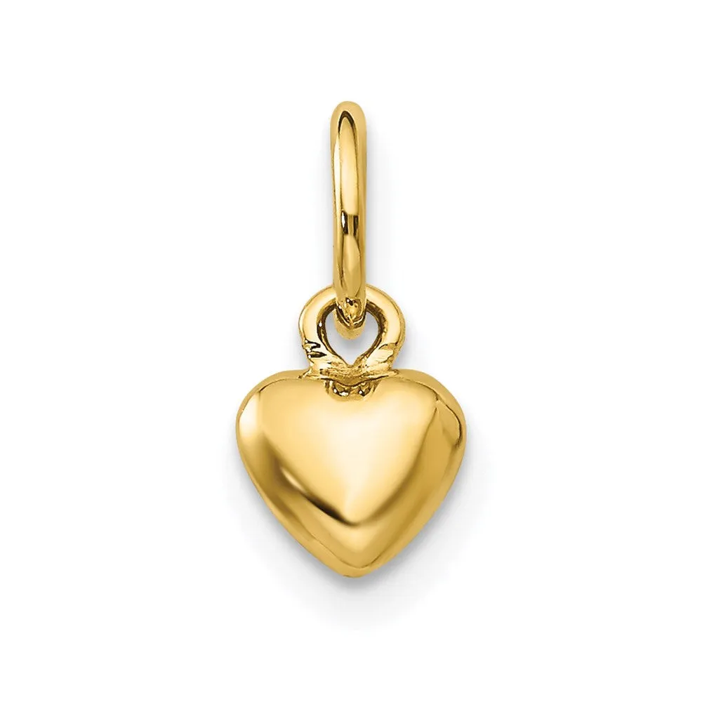 14k Yellow Gold Puffed Mini Heart Charm, 5mm (3/16 inch)