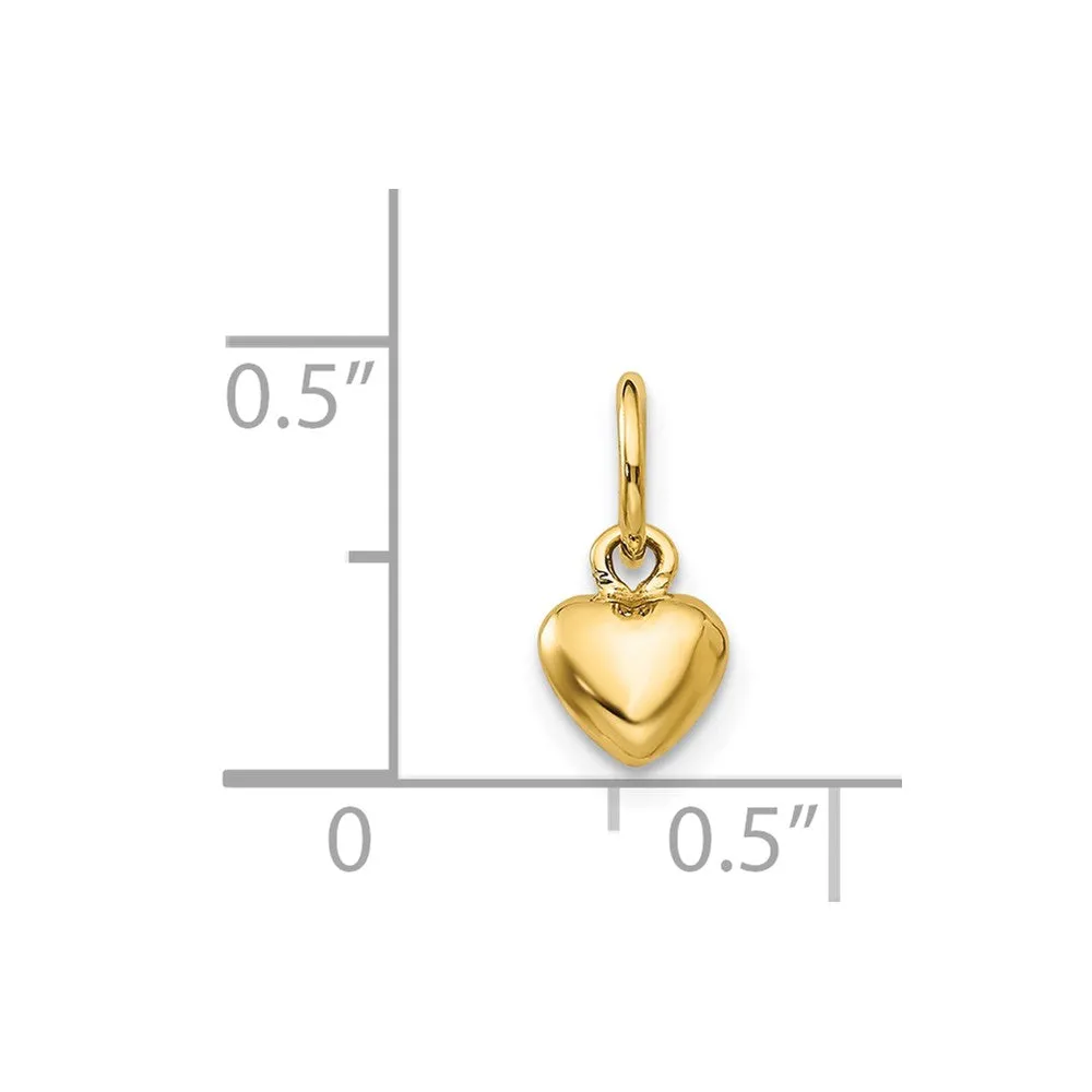 14k Yellow Gold Puffed Mini Heart Charm, 5mm (3/16 inch)