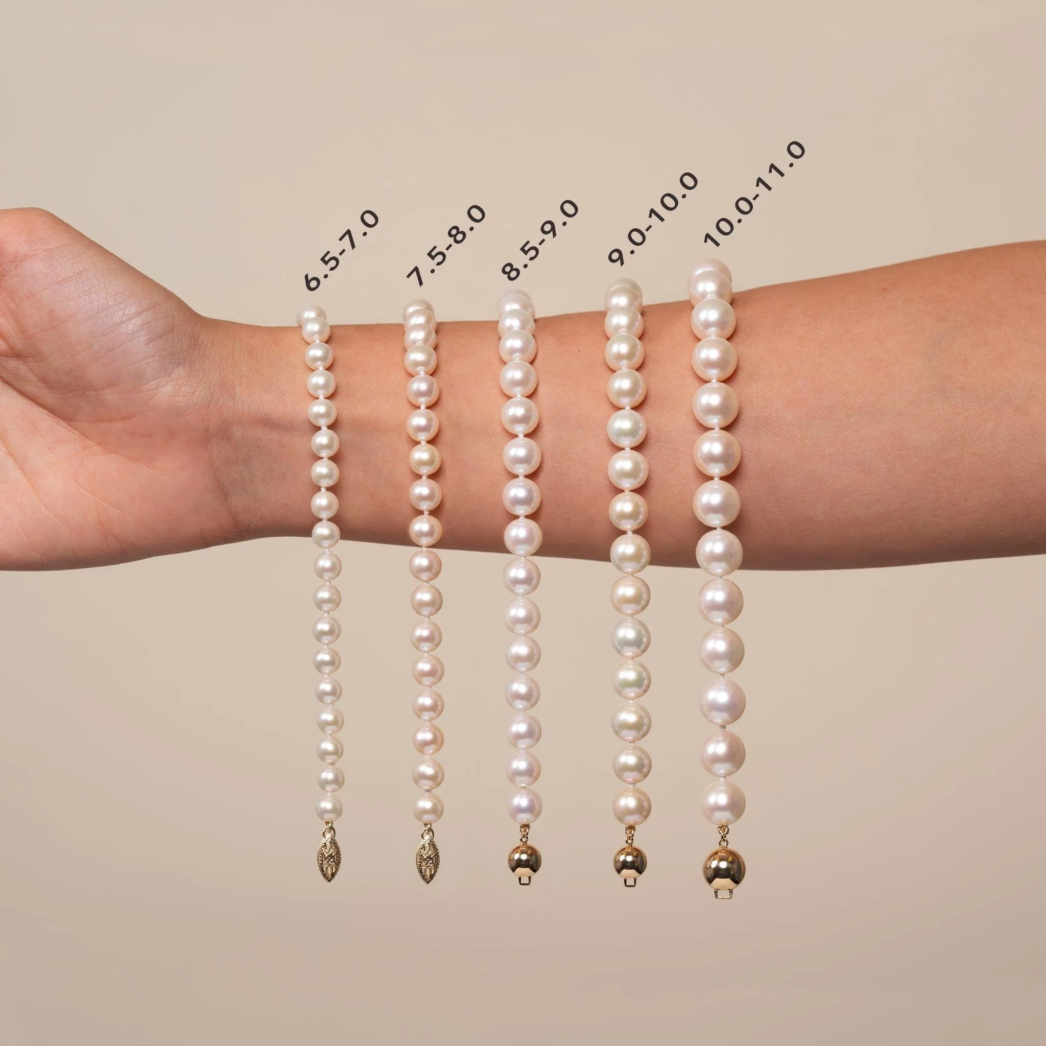 16 Inch 3 Piece Set of 8.5-9.0 mm AA+ White Freshwater Pearls