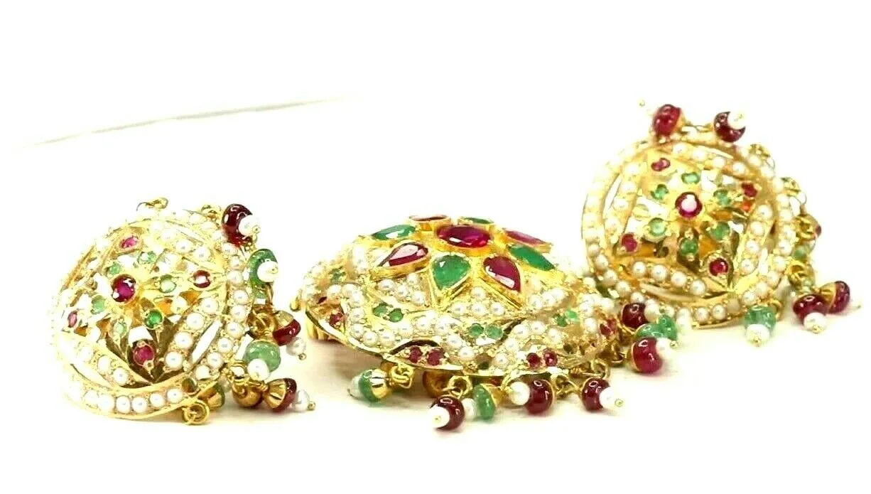 22k Pendant Set Solid Gold ELEGANT Classic Jadoo Stone Pendant Set p4125