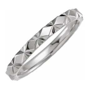 2.5mm 14K White Gold Diamond Cut Faceted Standard Fit Band