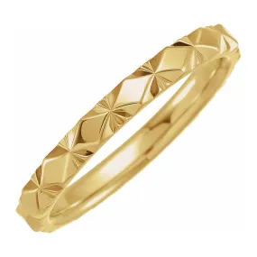 2.5mm 14K Yellow Gold Diamond Cut Faceted Standard Fit Band