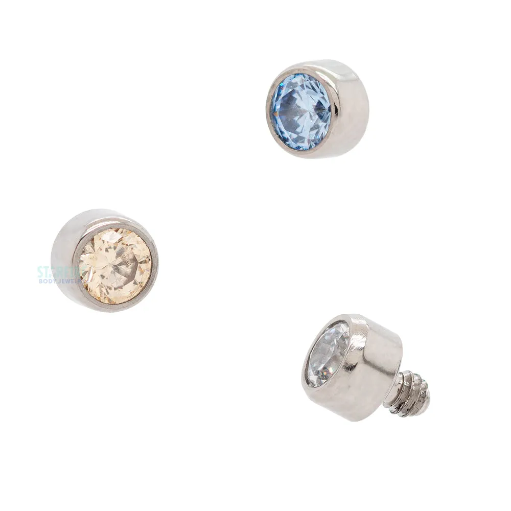 2mm Bezel-Set Brilliant-Cut Gem Threaded End