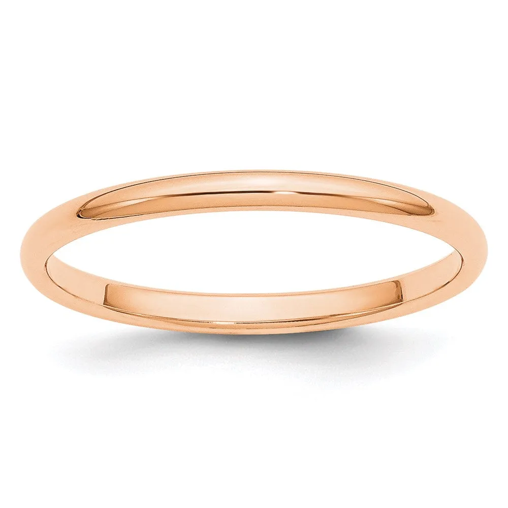 2mm to 6mm 10K Rose Gold Half Round Standard Fit Band