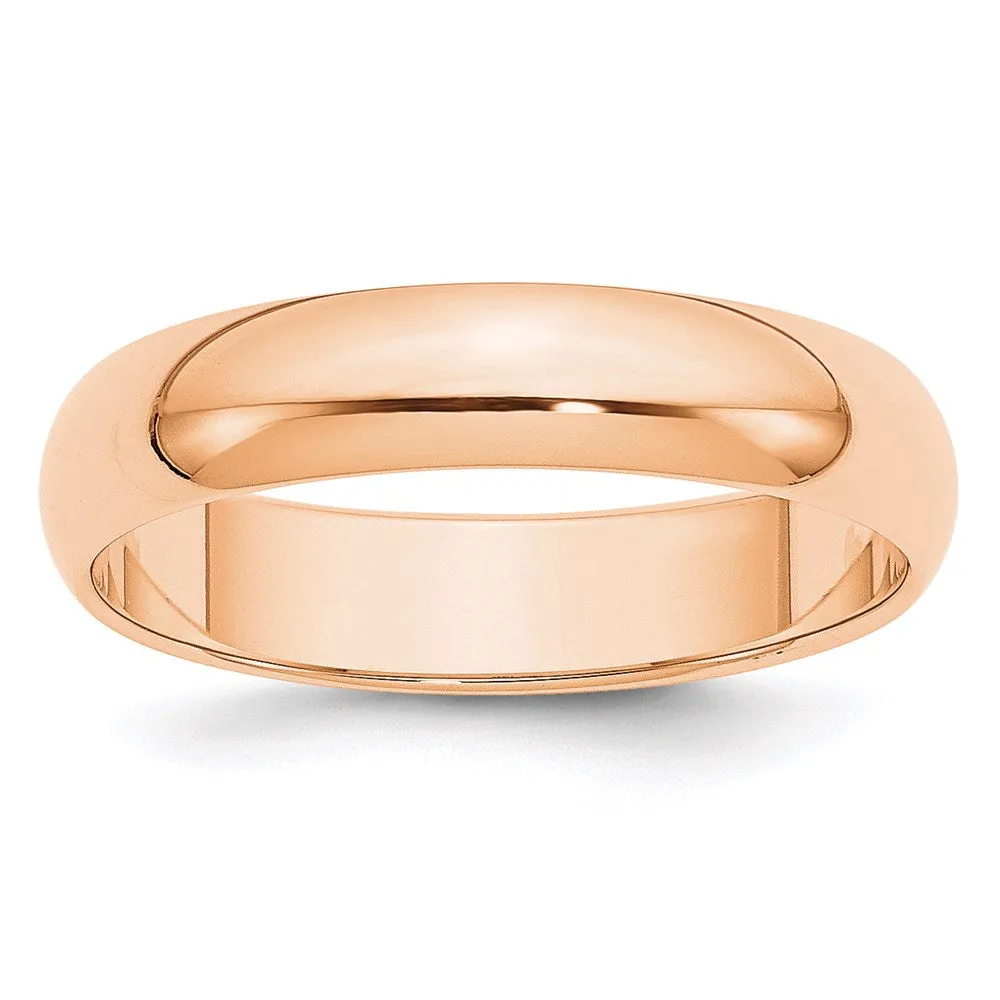 2mm to 6mm 10K Rose Gold Half Round Standard Fit Band