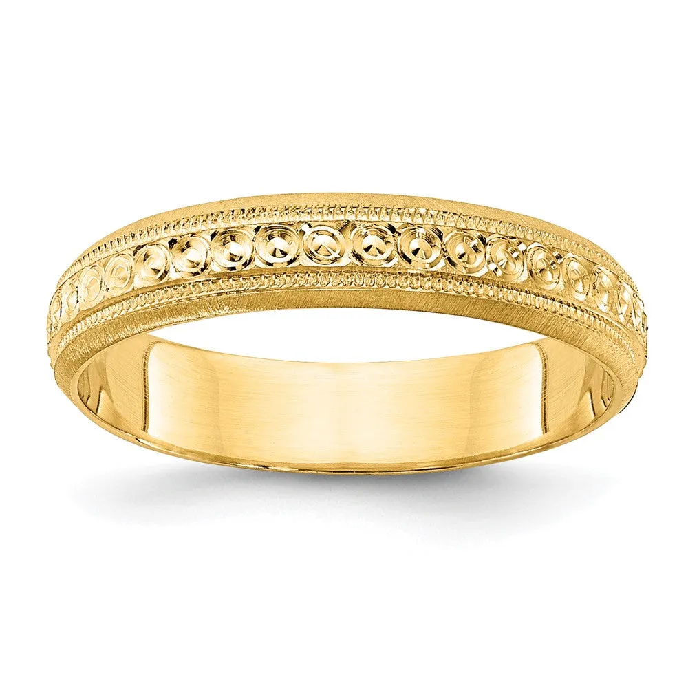 3mm 14K Yellow, White, or Rose Gold Design Etched Standard Fit Band