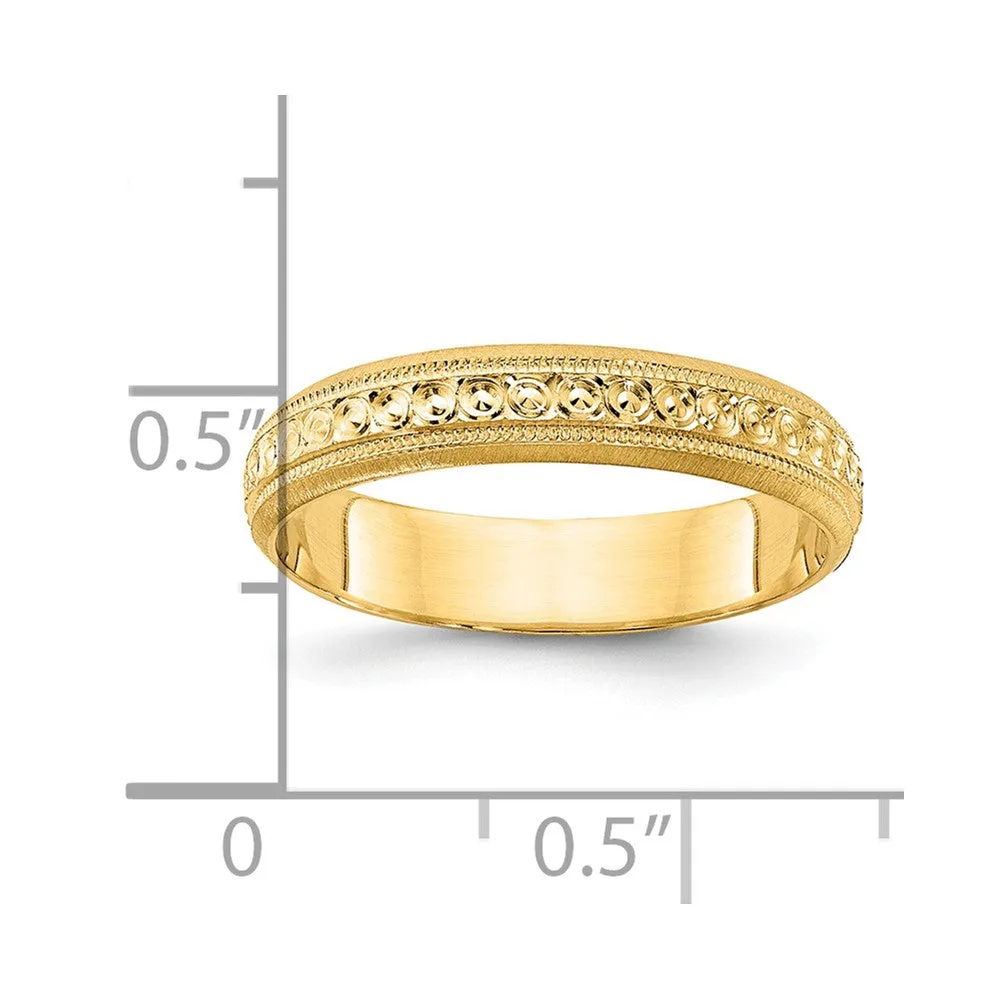 3mm 14K Yellow, White, or Rose Gold Design Etched Standard Fit Band