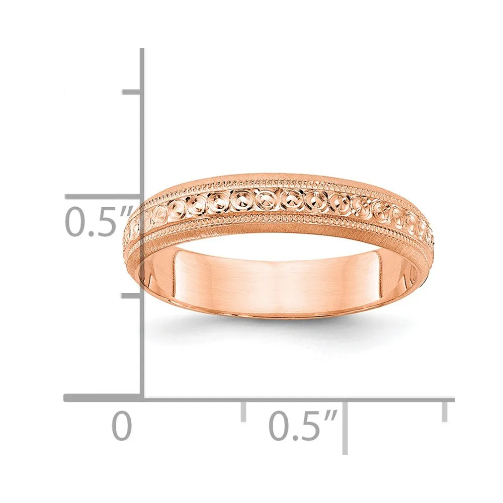 3mm 14K Yellow, White, or Rose Gold Design Etched Standard Fit Band