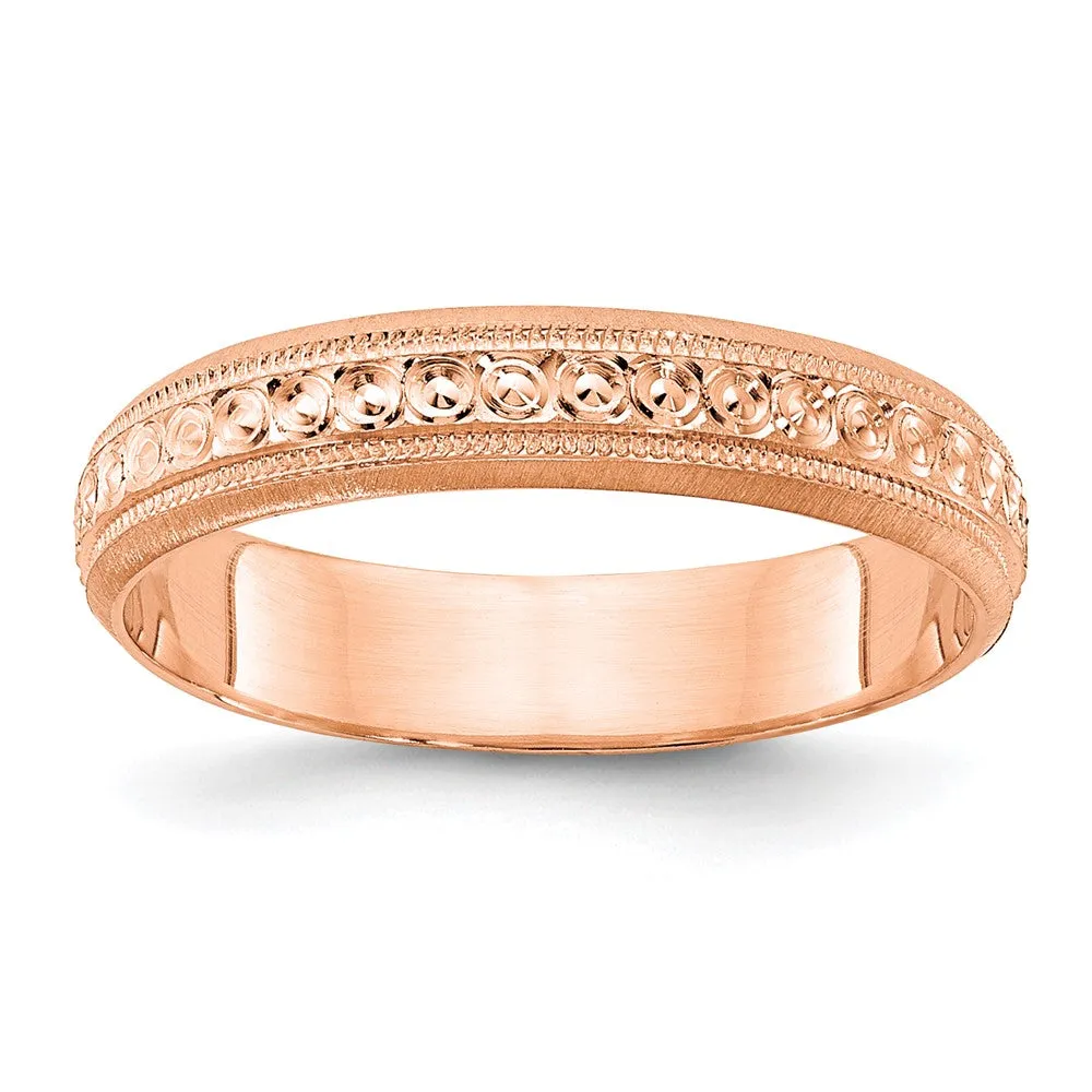 3mm 14K Yellow, White, or Rose Gold Design Etched Standard Fit Band