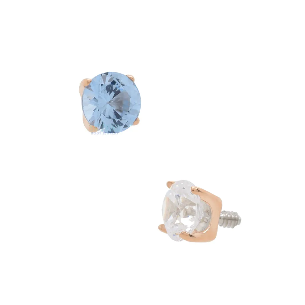 3mm Tiffany Prong-Set Brilliant-Cut Gem Threaded End in Rose Gold