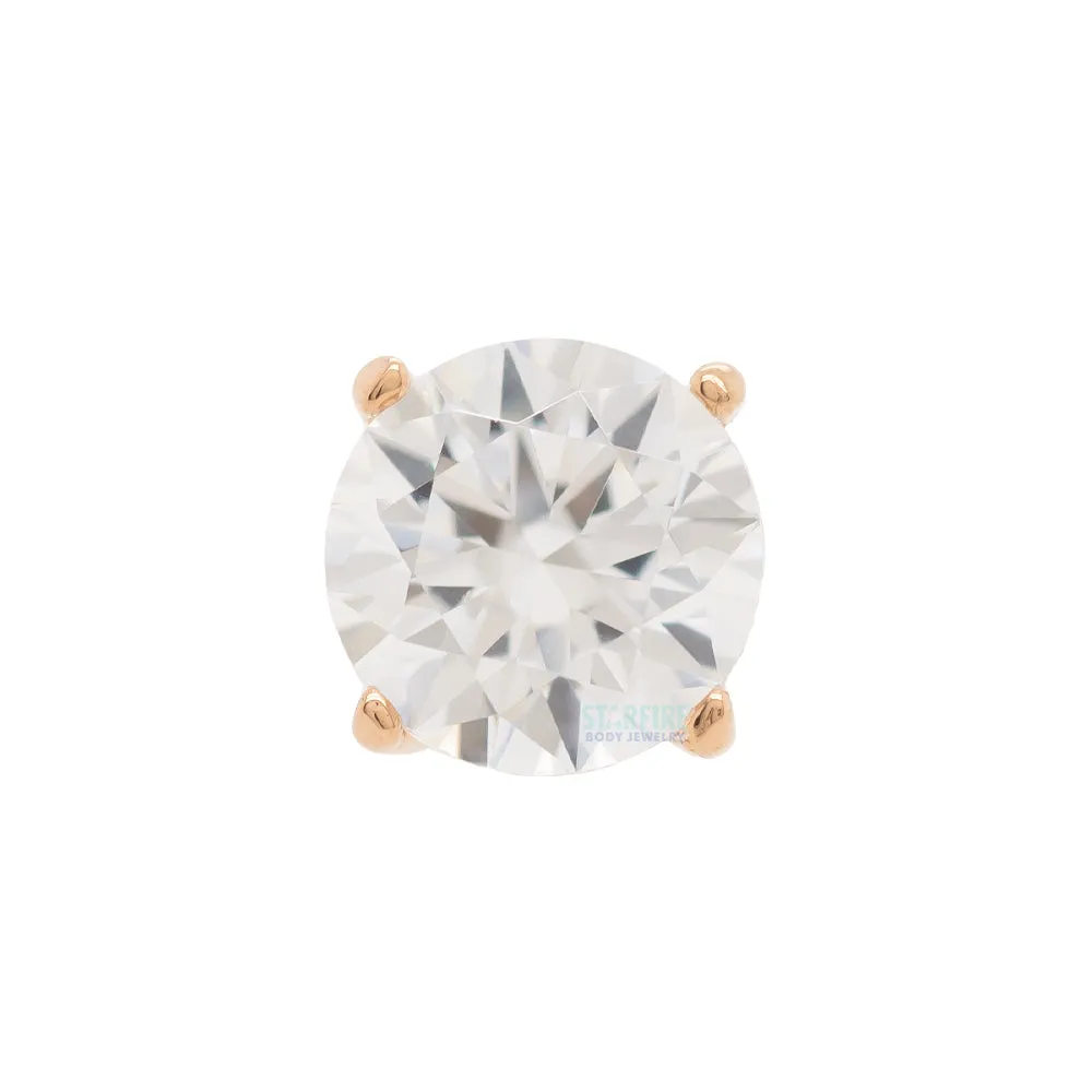 3mm Tiffany Prong-Set Brilliant-Cut Gem Threaded End in Rose Gold