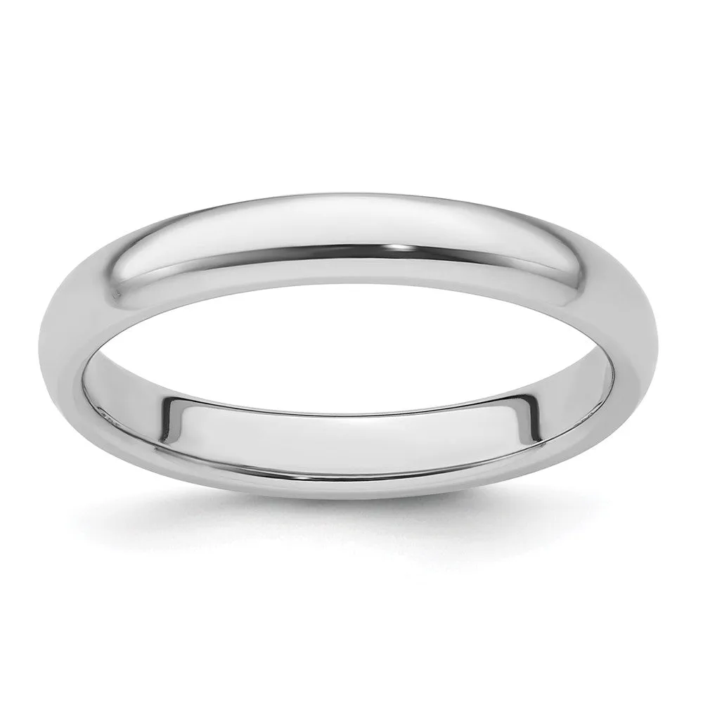 3mm to 8mm Platinum Light Weight Polished Domed Comfort Fit Band