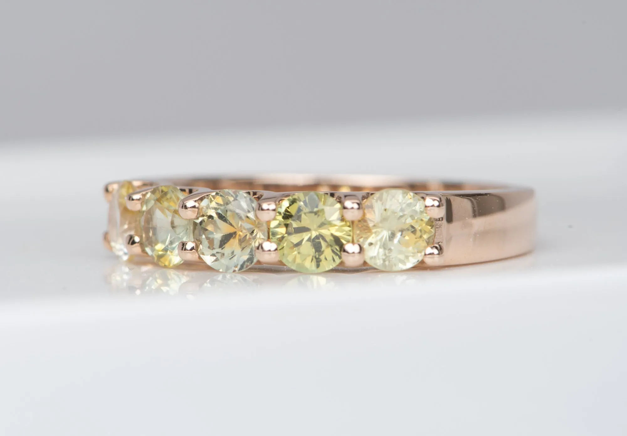 4mm OOAK Bi-Color Montana Sapphire 14K Gold Wedding Band R6522
