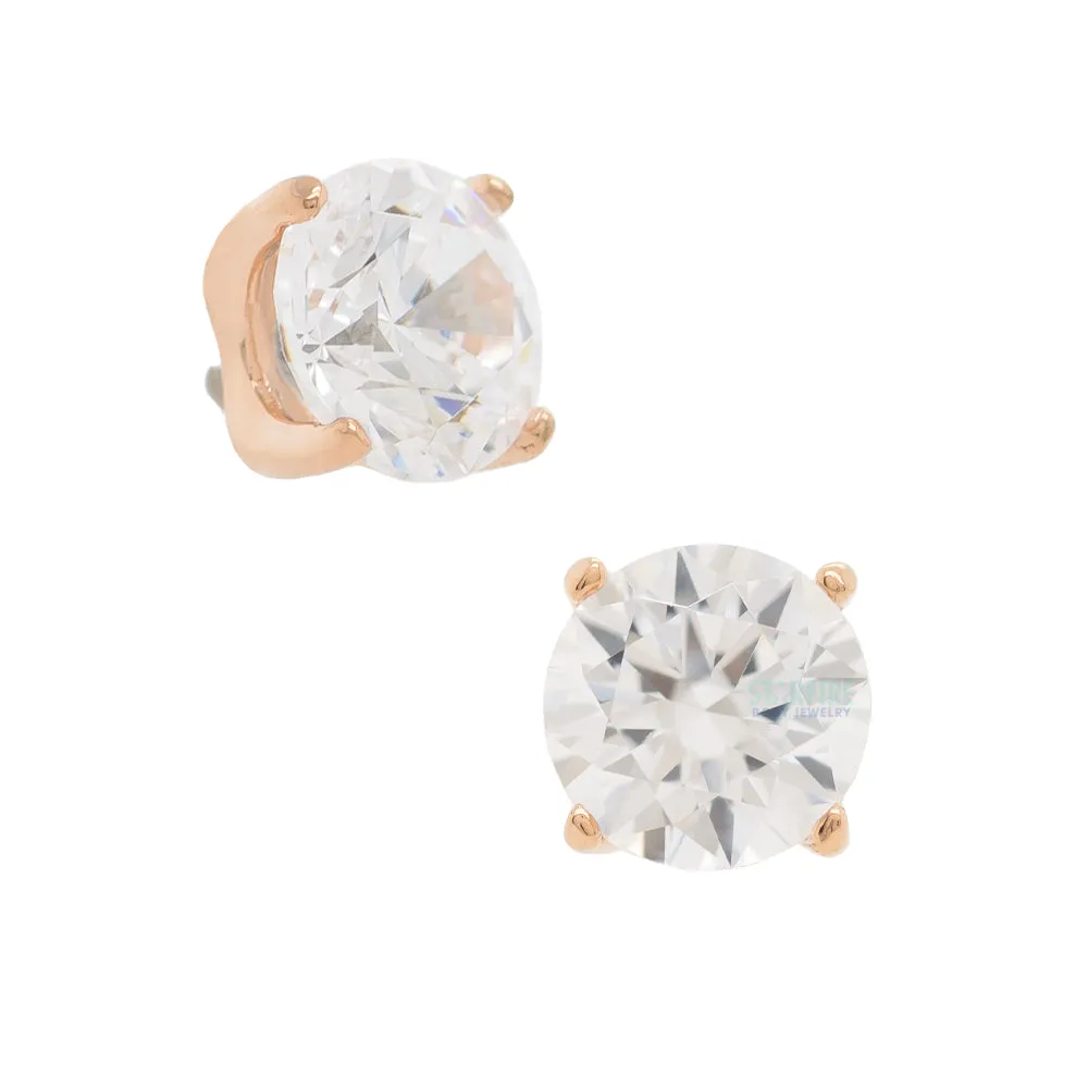 4mm Tiffany Prong-Set Brilliant-Cut Gem Threaded End in Rose Gold