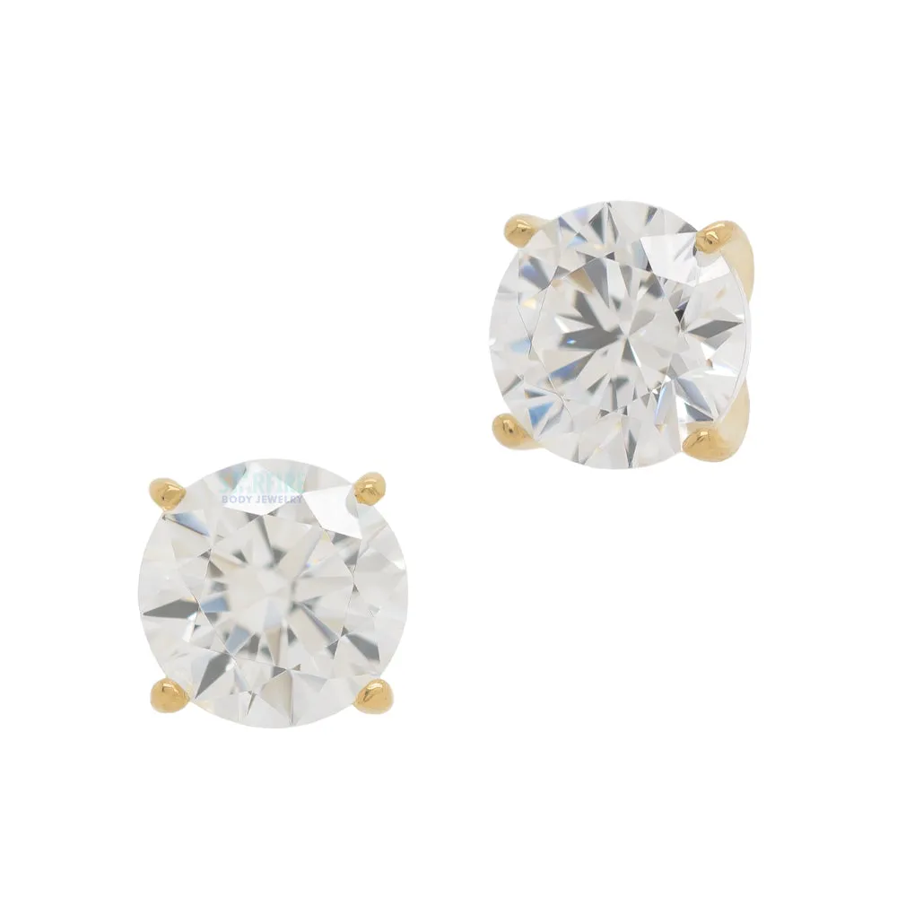 4mm Tiffany Prong-Set Brilliant-Cut Gem Threaded End in Yellow Gold