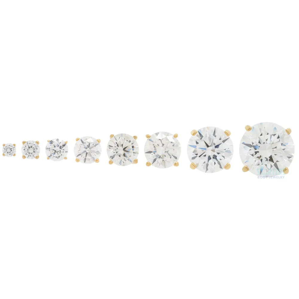 4mm Tiffany Prong-Set Brilliant-Cut Gem Threaded End in Yellow Gold