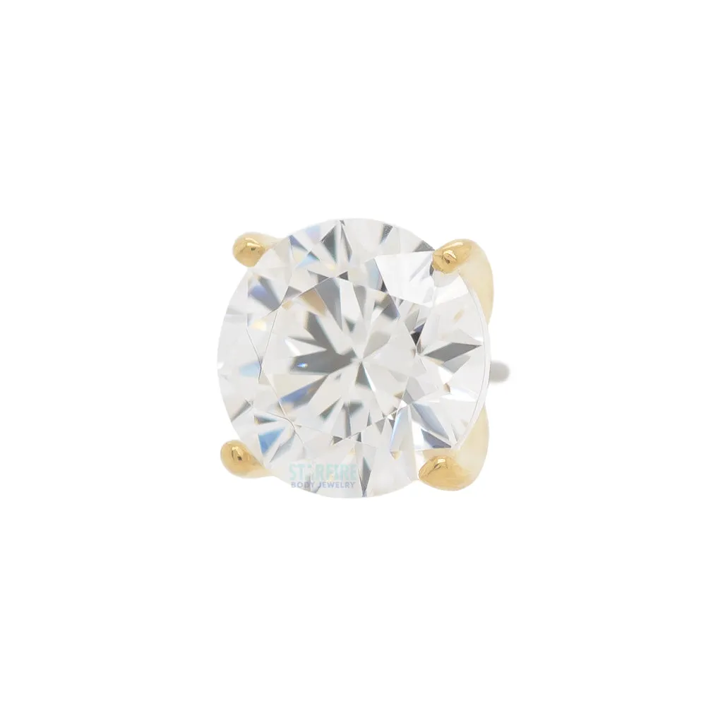 4mm Tiffany Prong-Set Brilliant-Cut Gem Threaded End in Yellow Gold