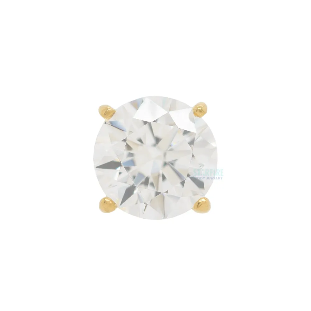 4mm Tiffany Prong-Set Brilliant-Cut Gem Threaded End in Yellow Gold