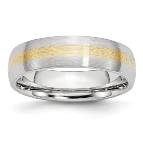 6mm Cobalt & 14K Gold Inlay Satin Half Round Standard Fit Band