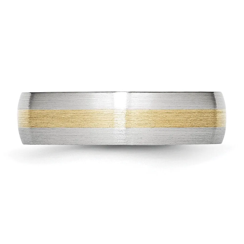 6mm Cobalt & 14K Gold Inlay Satin Half Round Standard Fit Band