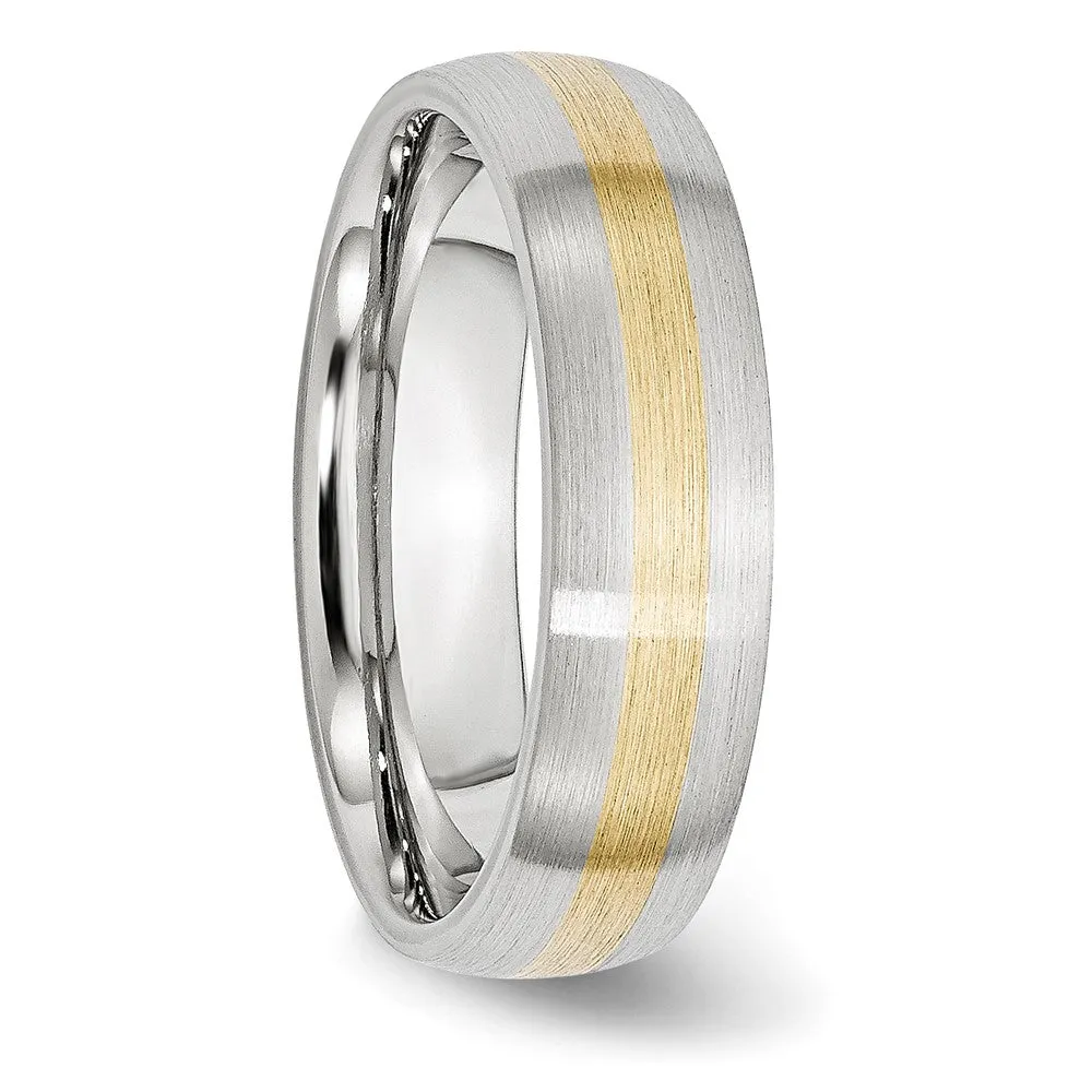 6mm Cobalt & 14K Gold Inlay Satin Half Round Standard Fit Band