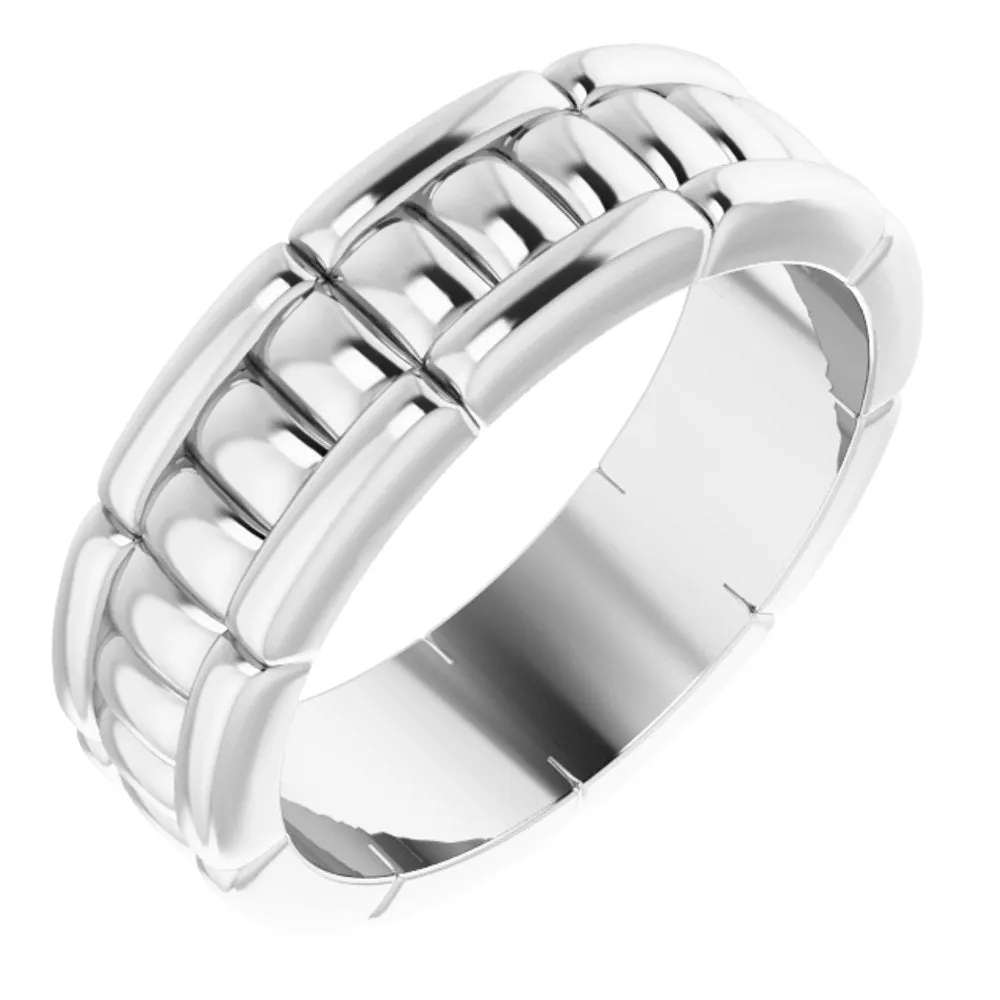 6mm Platinum Grooved Pattern Standard Fit Band