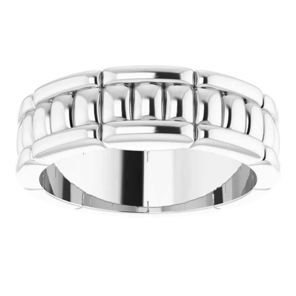 6mm Platinum Grooved Pattern Standard Fit Band