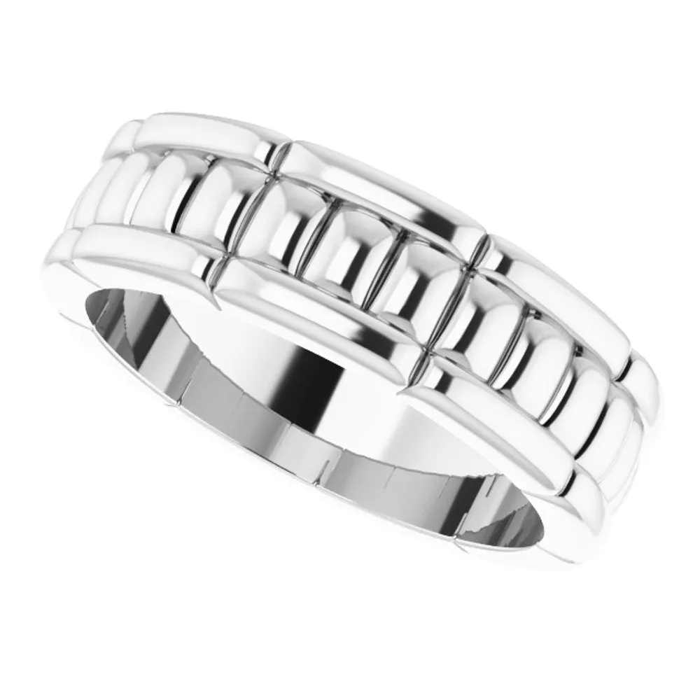 6mm Platinum Grooved Pattern Standard Fit Band