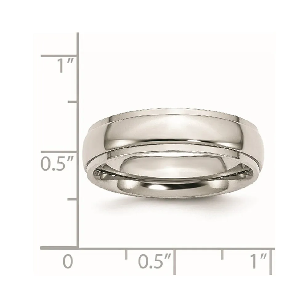 6mm Stainless Steel Polished Domed Ridged Edge Comfort Fit Band