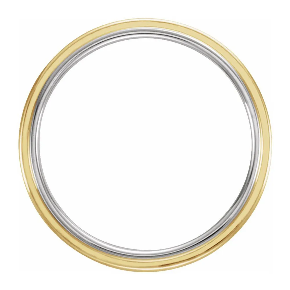 7mm 14K White & Yellow Gold Grooved Comfort Fit Band