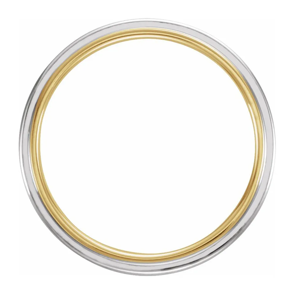 7mm 14K Yellow & White Gold Grooved Comfort Fit Band