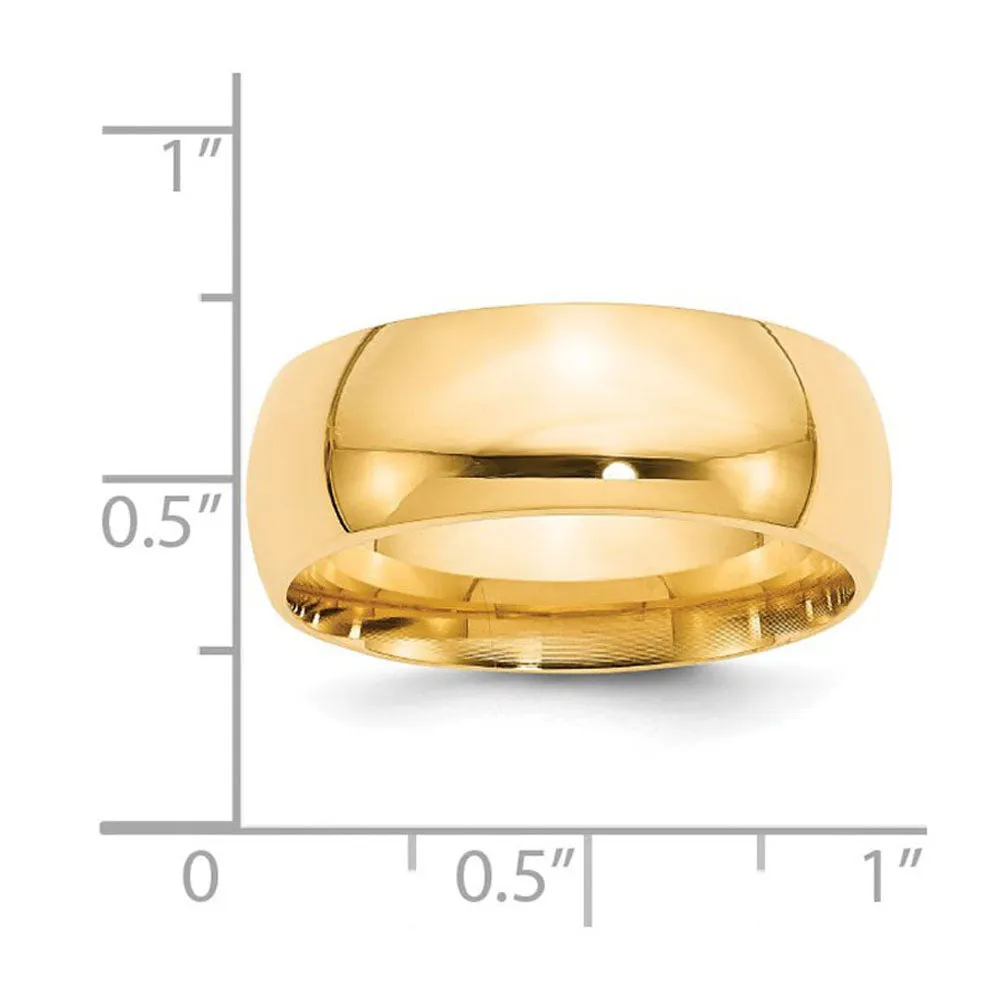 7mm or 8mm 14K Yellow Gold Domed Comfort Fit Band