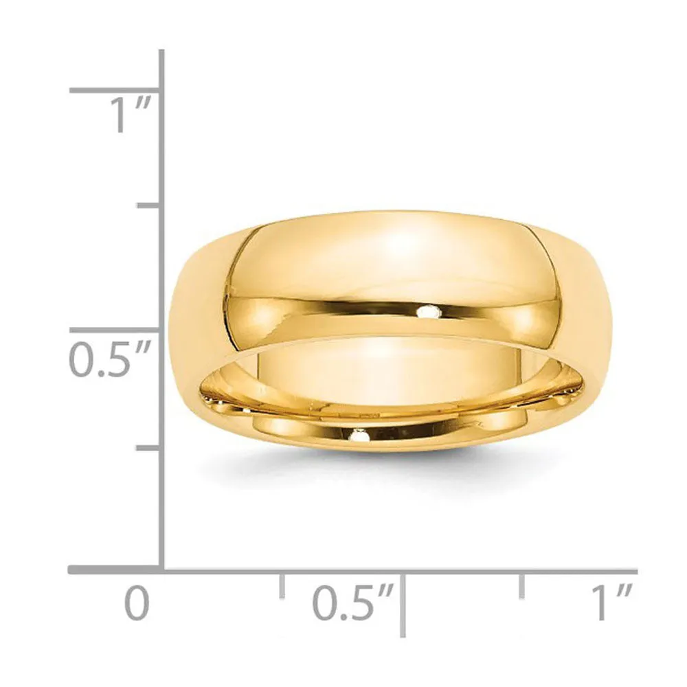 7mm or 8mm 14K Yellow Gold Domed Comfort Fit Band