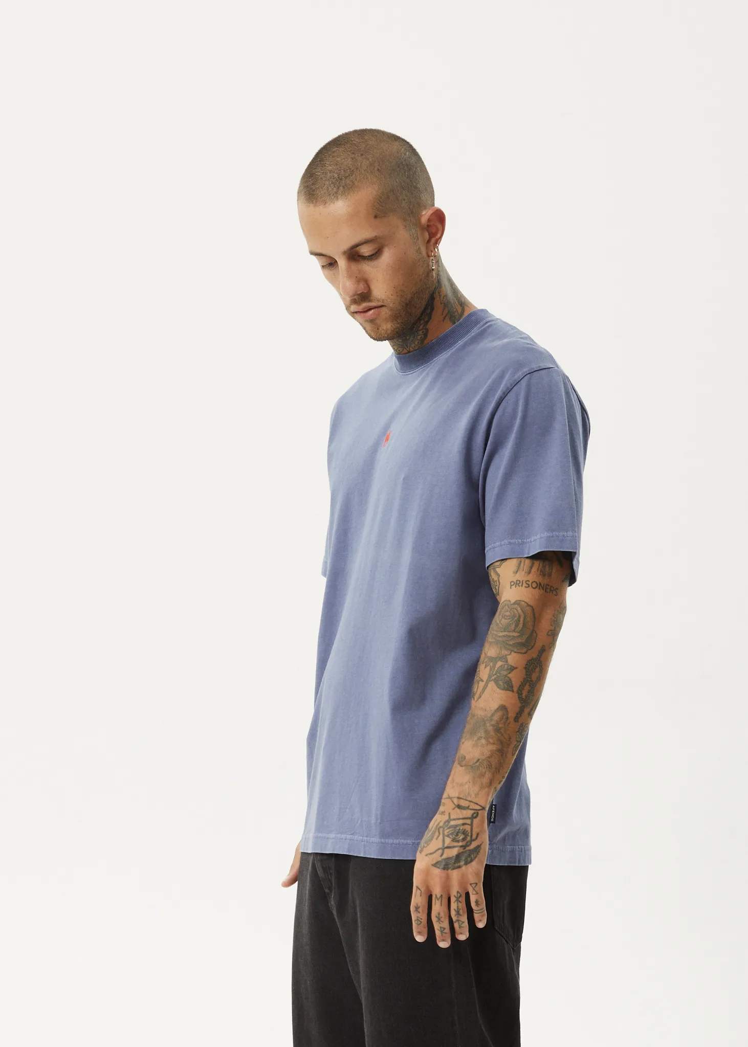 AFENDS Mens Flame - Retro Fit Tee - Washed Marlin