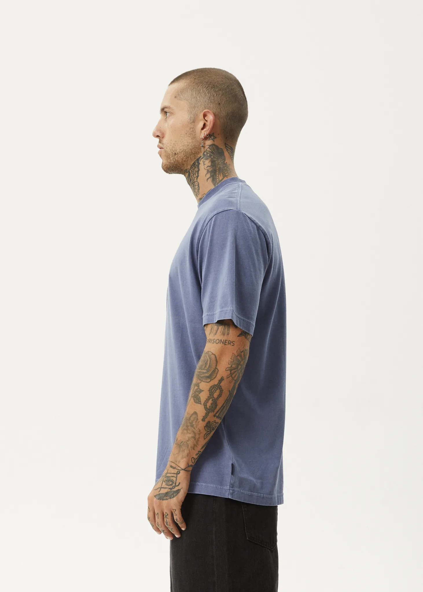 AFENDS Mens Flame - Retro Fit Tee - Washed Marlin