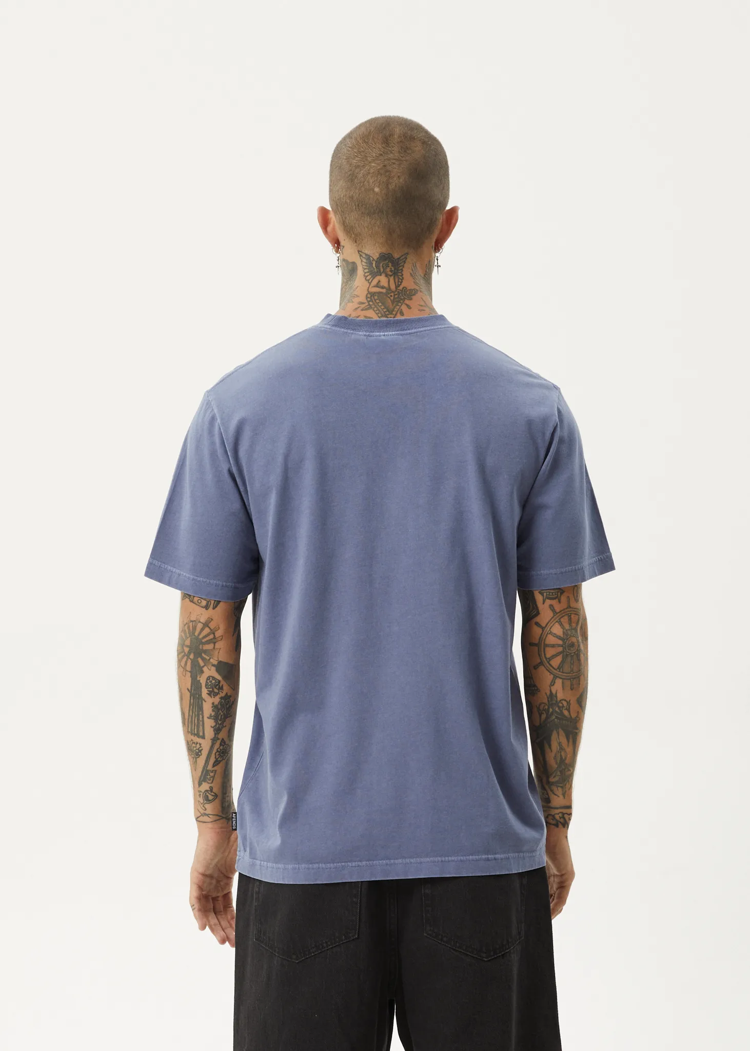 AFENDS Mens Flame - Retro Fit Tee - Washed Marlin