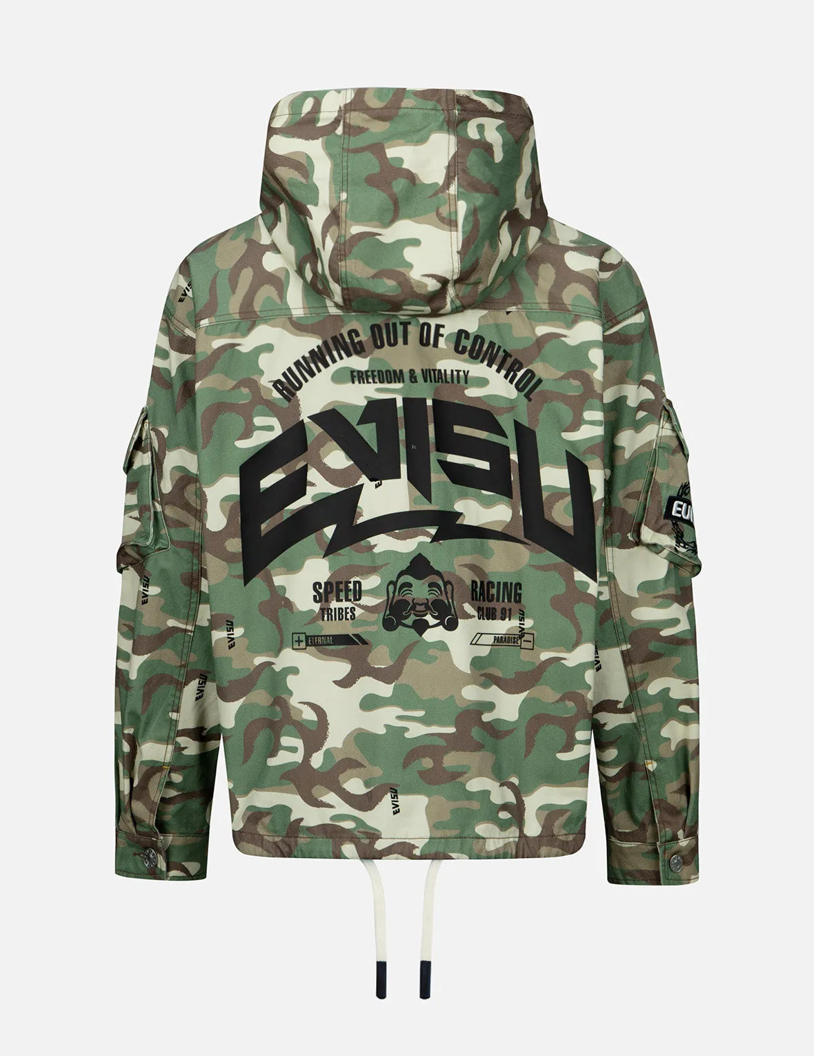 Allover Camouflage-pattern Hooded Jacket