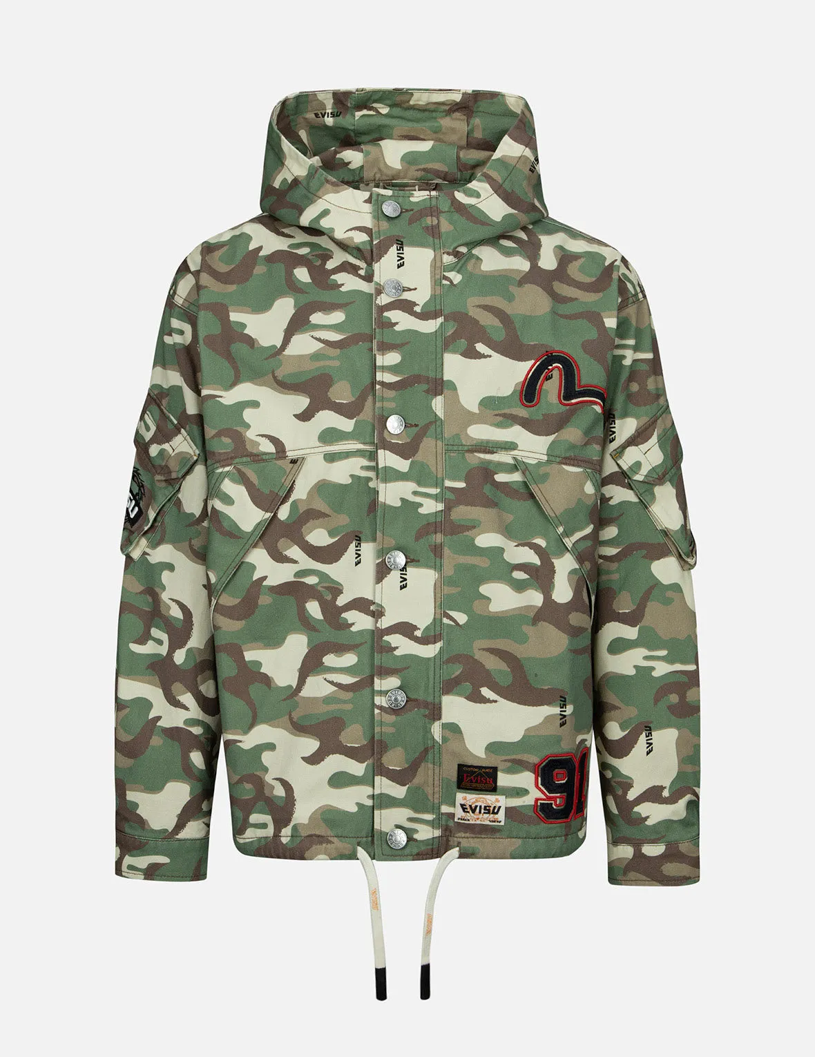 Allover Camouflage-pattern Hooded Jacket