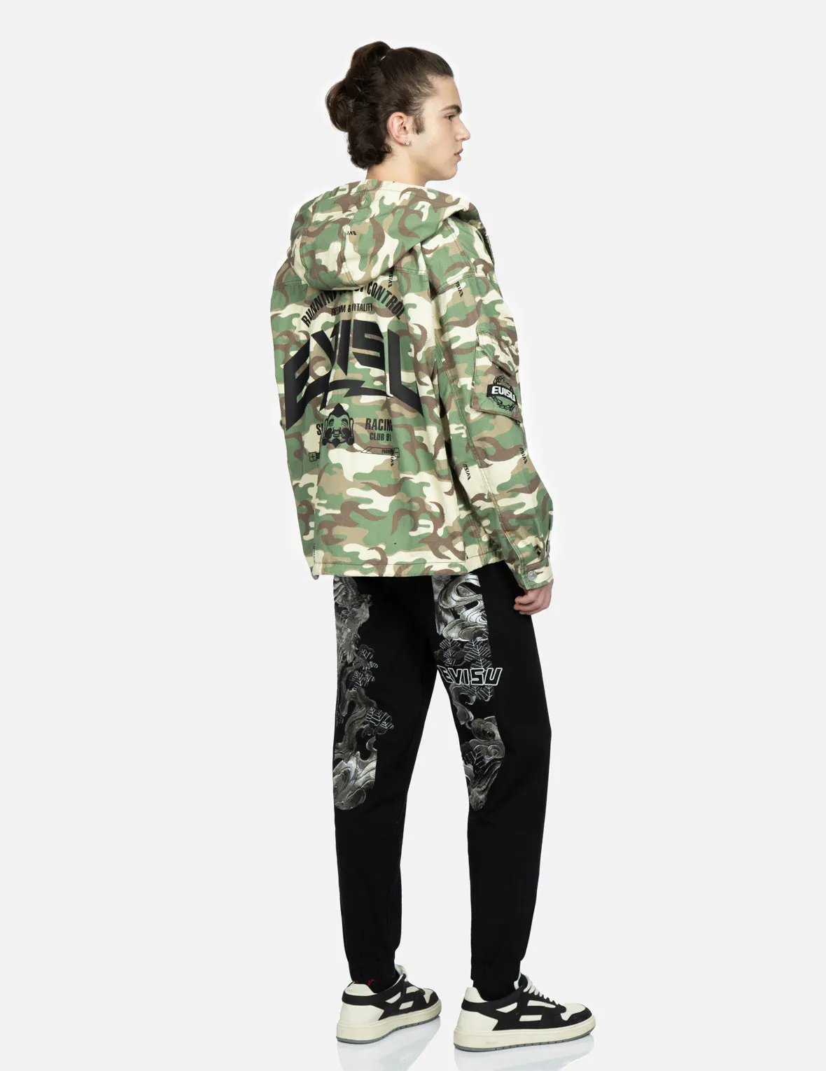 Allover Camouflage-pattern Hooded Jacket