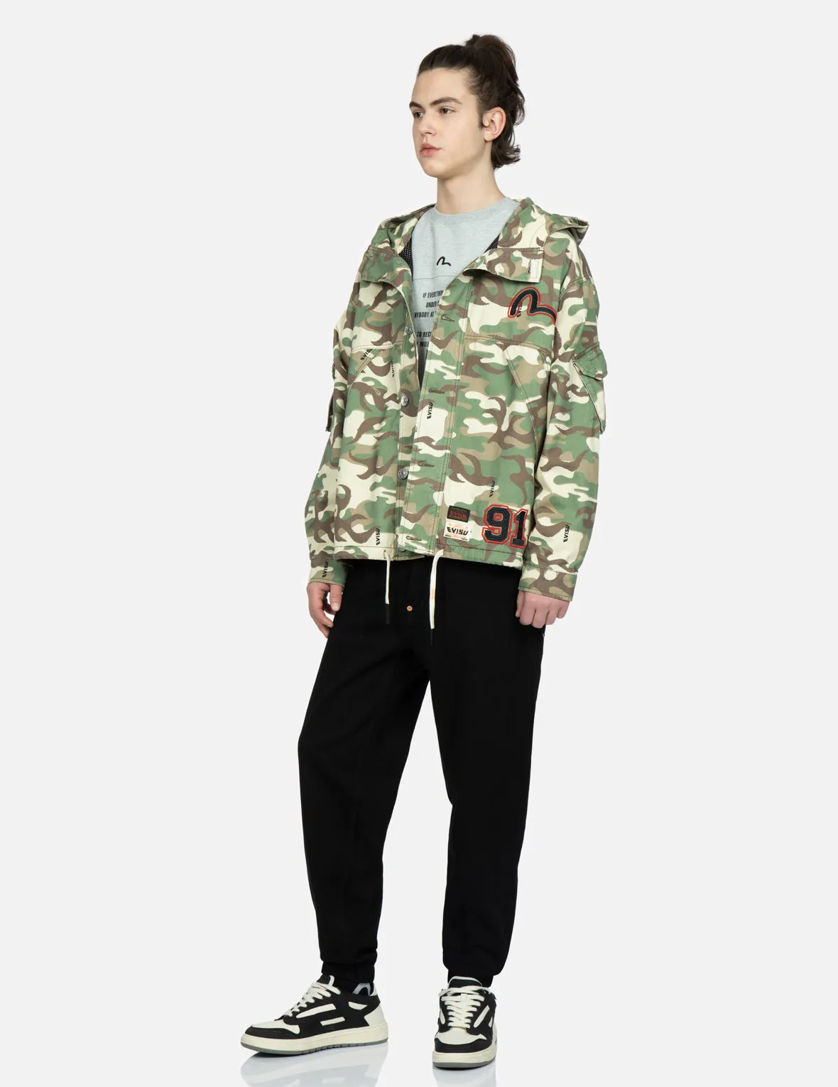 Allover Camouflage-pattern Hooded Jacket