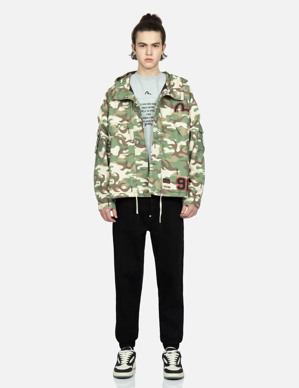 Allover Camouflage-pattern Hooded Jacket