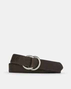 American Bison Belt in Chocolate Leather with Oring Buckles