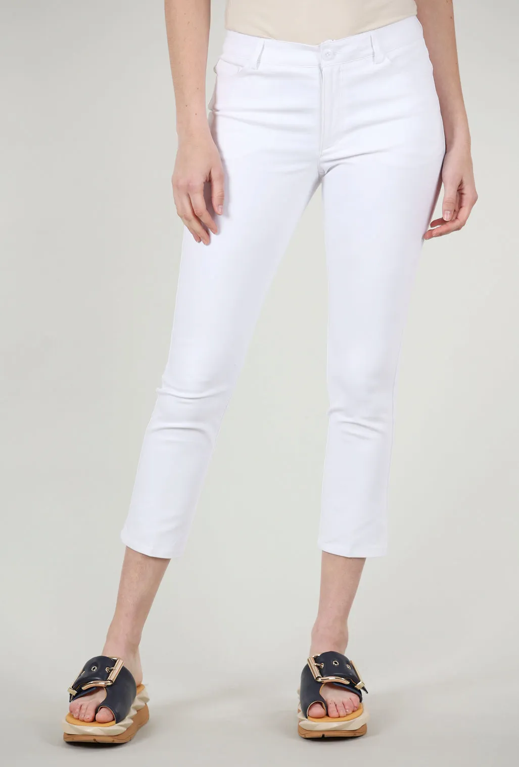 Aria Slim Crop Pant, White