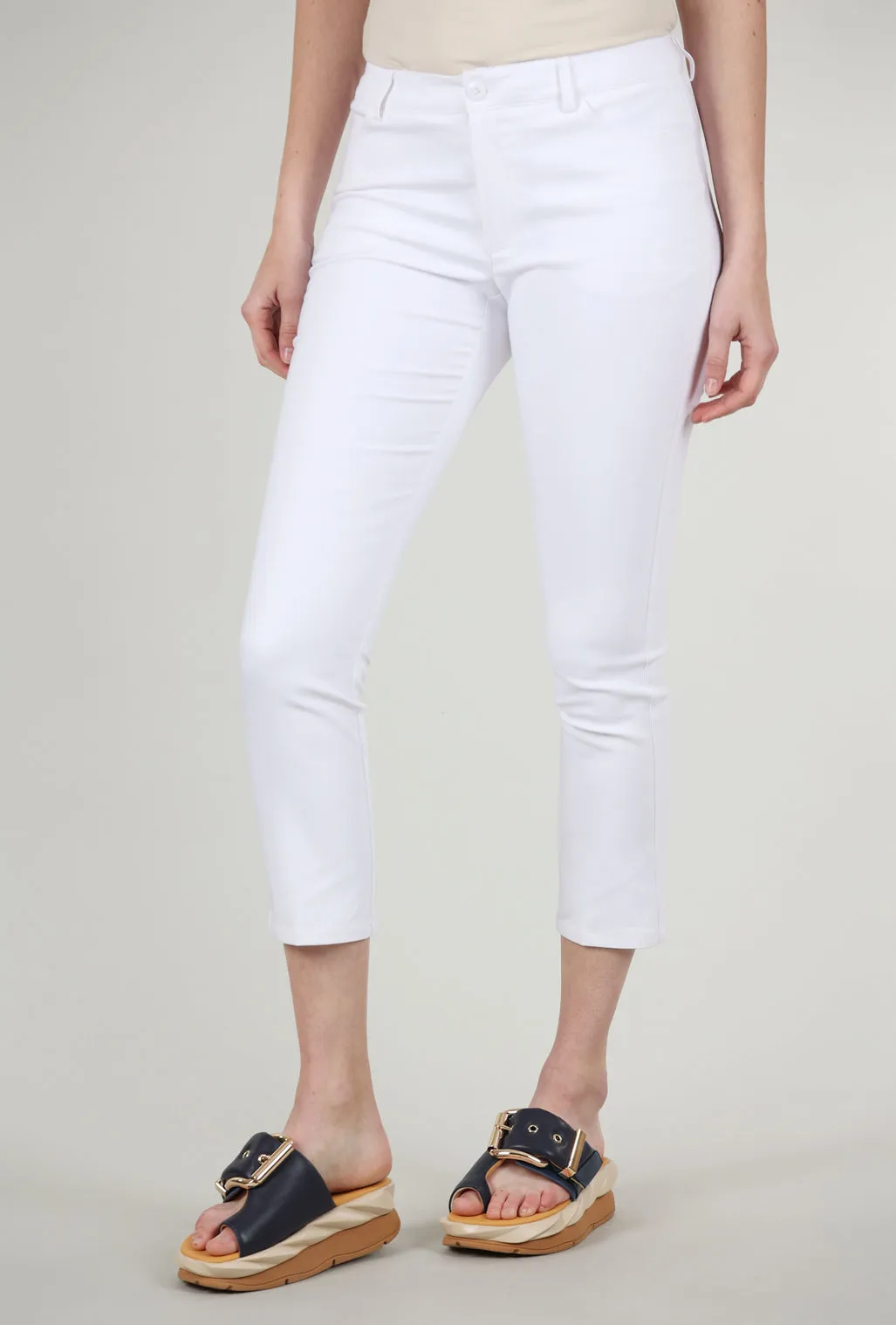 Aria Slim Crop Pant, White