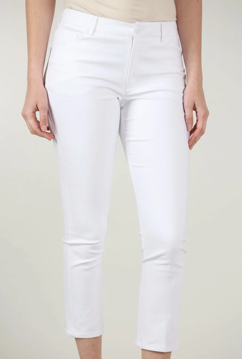 Aria Slim Crop Pant, White