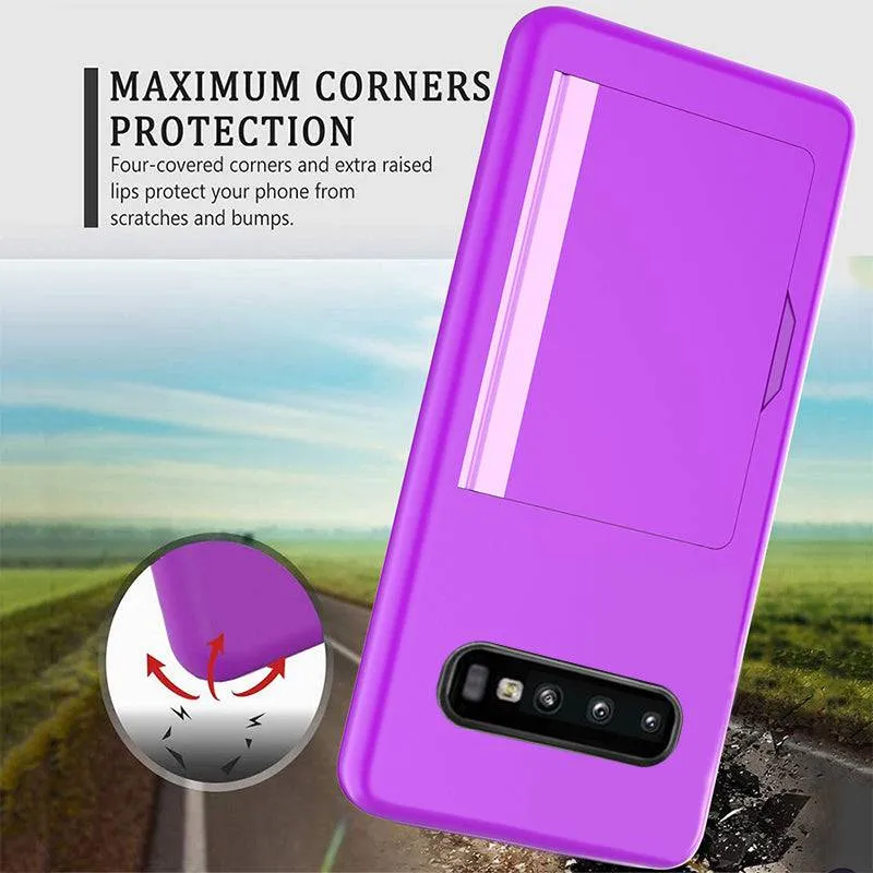 Armor Protective Card Holder Case for Samsung S10 Plus